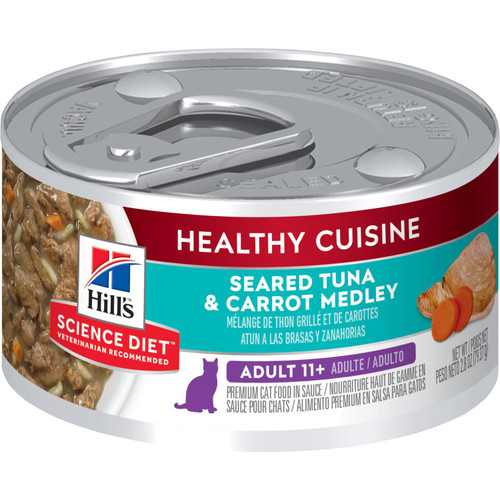 Hill's Science Diet Adult 11+ Healthy Cuisine Seared Tuna & Carrot Medley Canned Cat Food, 2.8oz.