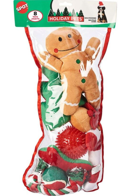 Spot Holiday Christmas Dog Toy Stocking, XL, 8 Piece
