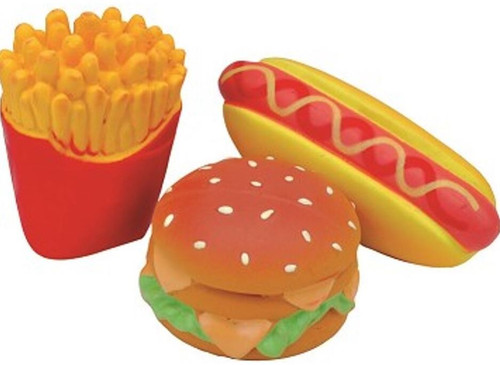 Li'L Pals Latex Hamburger, Fries & Hot Dog Toy Set, 4"