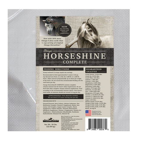 Omega Horseshine Supplement for Horses, 50 lbs