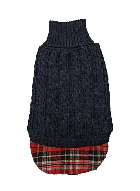Ethical Pet Un-Tucked Navy Cable Dog Sweater