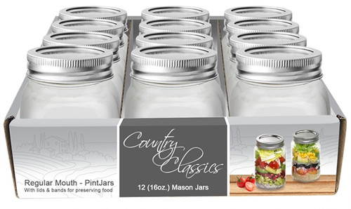 Ball Wide Mouth Pint Mason Jars, 16 oz, Set of 12