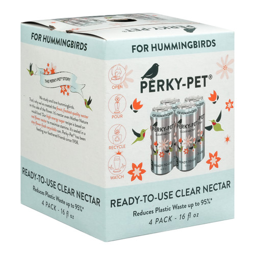 Perky-Pet Ready-To-Use Clear Hummingbird Nectar 16oz 4 Pack