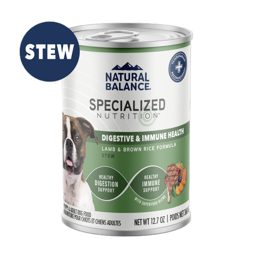 Natural Balance Specialized Nutrition Wet Dog Food, Digestive & Immune Health Lamb & Brown Rice Formula, 12.7 oz.