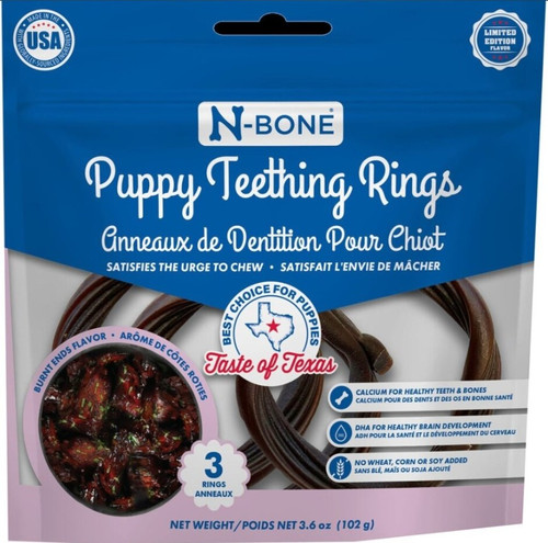 N-Bone Puppy Taste of Texas Teething Rings, 3 count