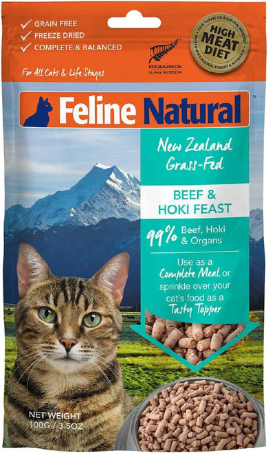 Feline Natural Cat Freeze-Dried Beef & Hoki Topper, 3.5oz