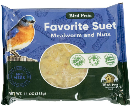Bird Pro Mealworm & Nuts Suet, 11oz Bird Pro Mealworm & Nuts Suet, 11oz