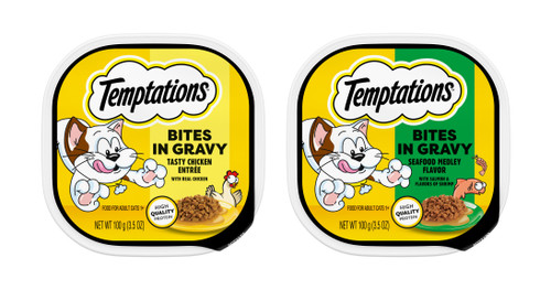 Temptations Bites in Gravy Wet Cat Food, 3.5oz.