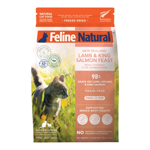 Feline Natural Freeze-Dried Cat Food, Lamb & Salmon, 11 oz.