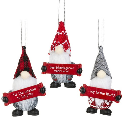 Holiday Sayings Gnome Ornaments, Assorted