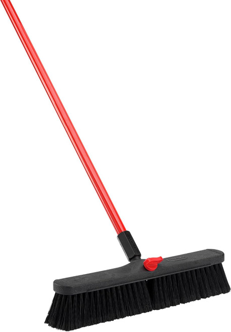 Libman 800 Smooth Surface Push Broom, 19.5in. Sweep Face, 64in. Handle, Black/Red