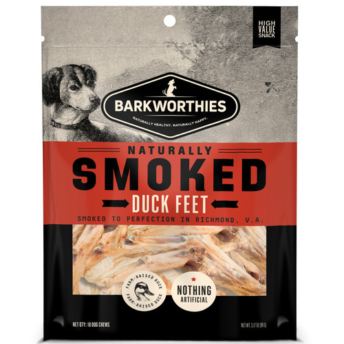 Barkworthies Smoked Duck Feet Dog Treat, 10 Count