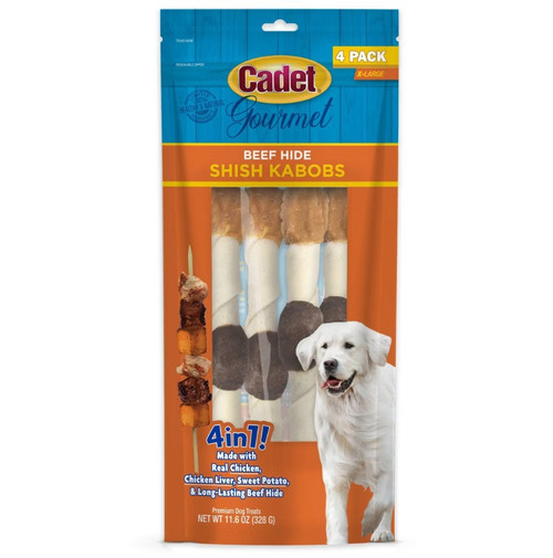 Cadet Gourmet Shish Kabob Dog Treats,  Chicken, Liver & Sweet Potato, 4pk.