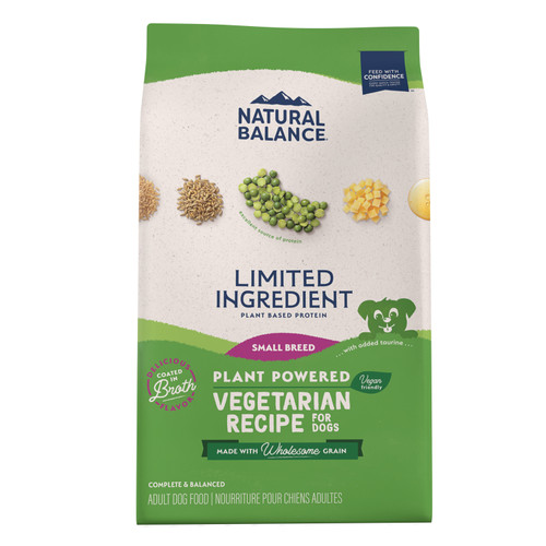 Natural Balance Limited Ingredient Dry Dog Food, Vegetarian Small Breed Bites Recipe with Vegetable Broth Coating