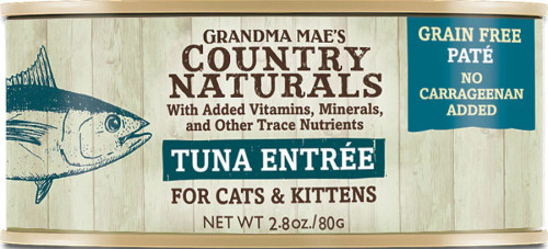 Grandma Mae's Country Naturals Grain Free Tuna Entree Canned Cat & Kitten Food, 2.8oz.