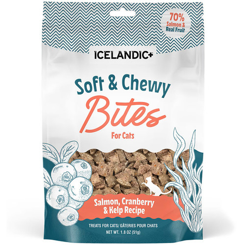 Icelandic+ Soft & Chewy Bites Cat Treats, Salmon, Cranberry & Kelp, 1.8 oz