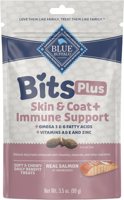 Blue Buffalo Bits Plus Skin & Coat + Immunity Salmon Soft-Moist Training Dog Treats 3.5 oz