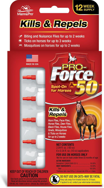 Pro-Force Equine 50 Spot-On Pest Control, 6 Pack