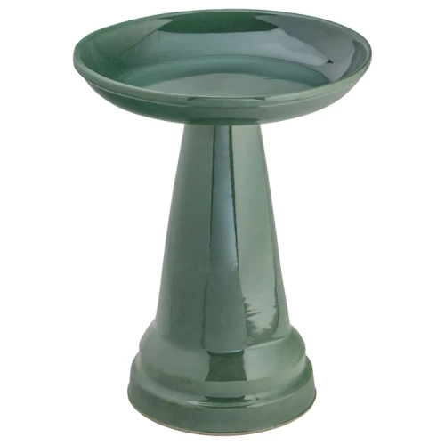 Ohio Stoneware Caribbean Green Locking Birdbath Set
