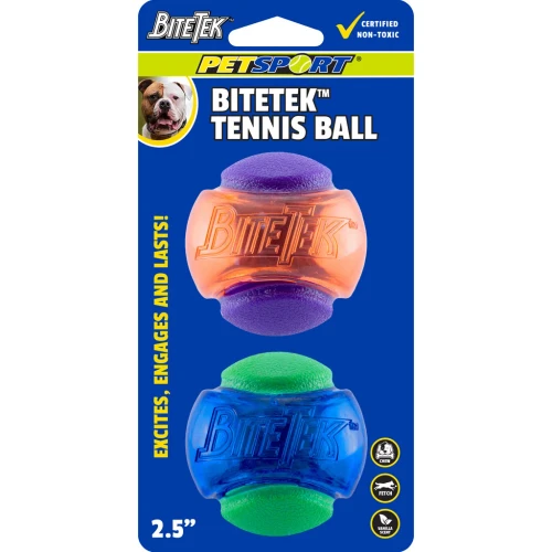 PetSport BiteTek Tennis Ball, 2.5 Inch, 2 Pack