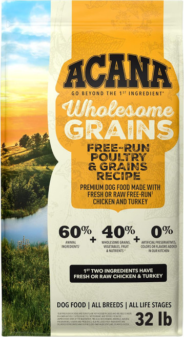 ACANA Wholesome Grains Poultry & Grains Dog Food, 32 lb