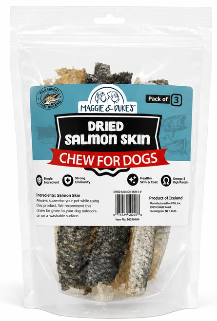 Maggie and Duke's Dried Salmon Skin, 3 Count