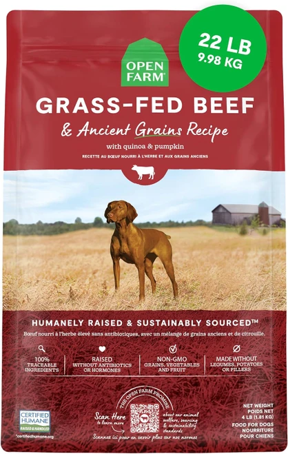 Open Farm Grass-Fed Beef & Ancient Grains Dog Food, 22 lb
