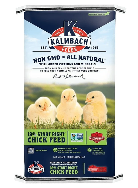 Kalmbach 18% Start Right Chick Feed Non-GMO All Natural, 50 Pounds