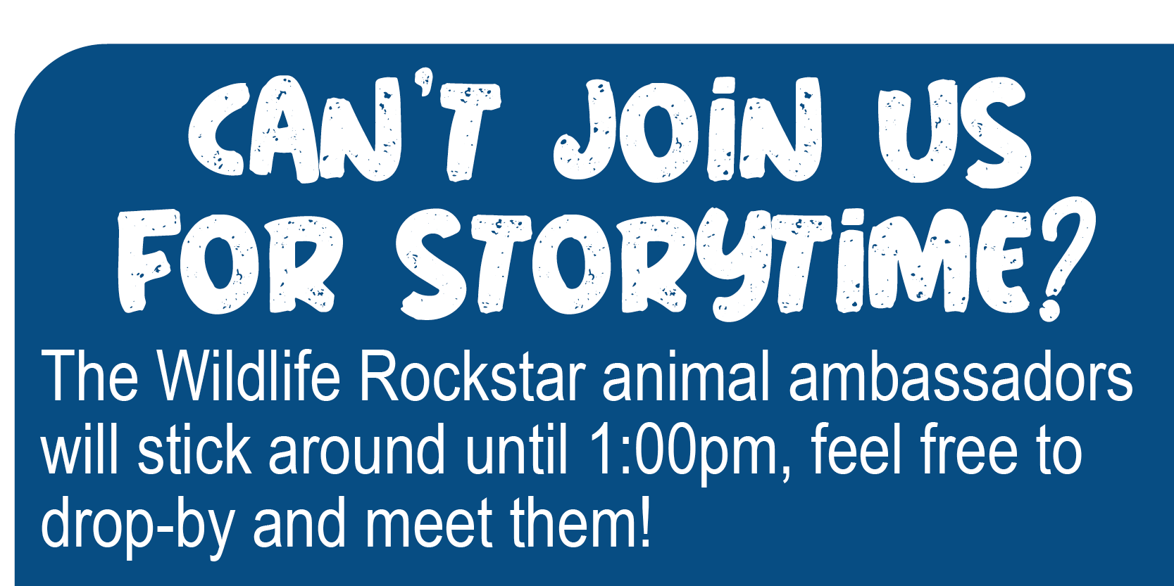 Animal ambassadors around until 1pm drop-by and meet them