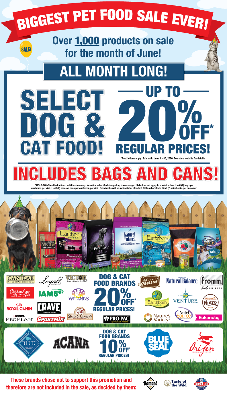 Pet food sale