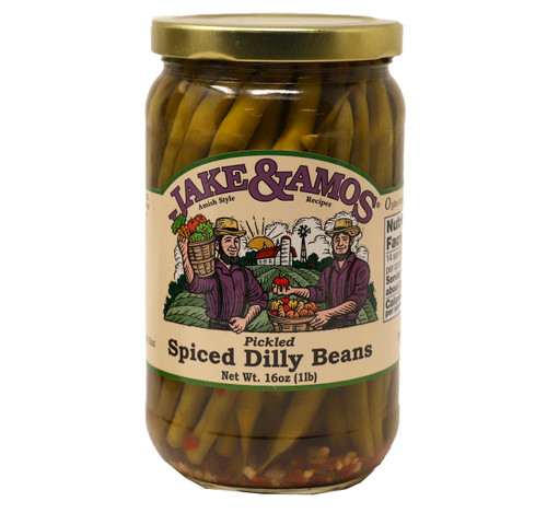 Jake and Amos Pickled Spicy Dilly Beans 16 Ounces - CountryMax