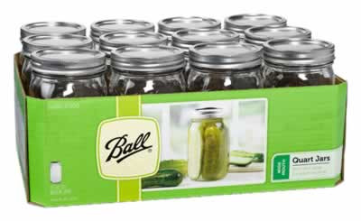 Ball Mason Jars Qt. ( 32 oz ) Wide Mouth Bands and Dome Lids 12 / Box