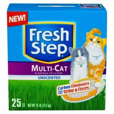 Fresh Step Multi-Cat Scoopable Unscented Cat Litter 25 Pounds