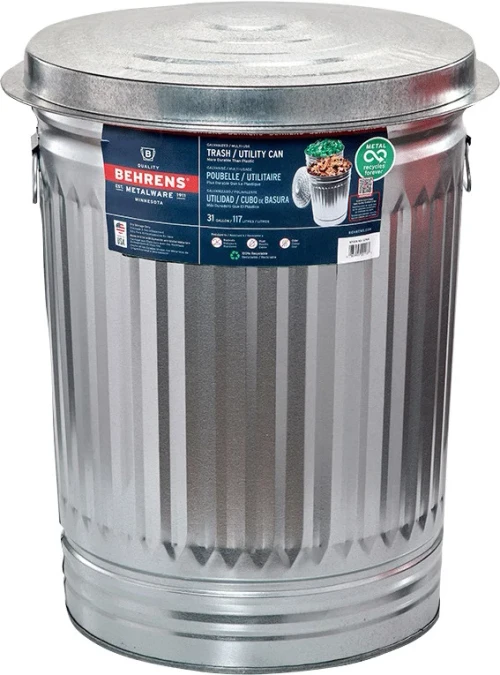 Galvanized Steel Utility Trash Can with Lid, 20 Gal. - CountryMax