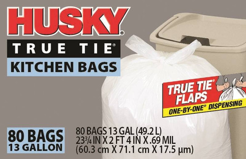 Husky White True Tie Kitchen Bags, 13 Gal., 80 Count - CountryMax