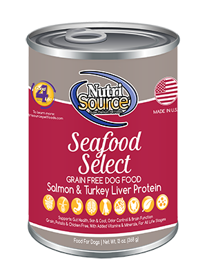 NutriSource Seafood Select Grain Free Canned Dog Food, 13 Oz