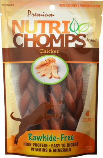 NutriChomps Chicken Flavor Braids Dog Chews, 6