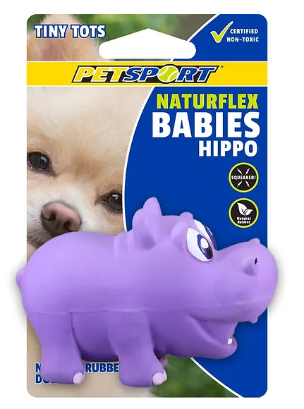 ドッグフード Toy, Toys & Tots PetSport Naturflex Tiny Tots Hippo Dog Toy
