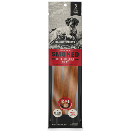 Barkworthies Smoked Bully + Collagen Dog Chews, 3 Count