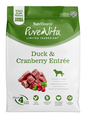 Nutrisource Pure Vita Duck and Cranberry dry dog food, 4lb