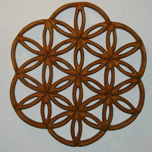 Wood Carved "Flower of Life" by Signs of Spirit.