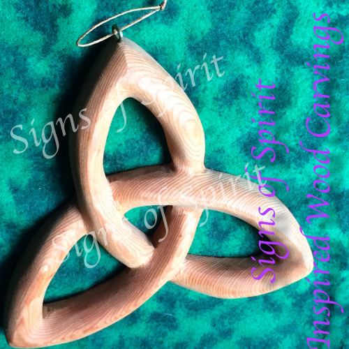 Miniature Trinity Knot-Basic Triquetra-Celtic Goddess-Christian Trinity Wood Carving