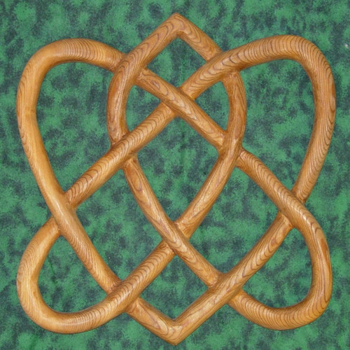 Irish Love Knot-Traditional Celtic Knot-Two Hearts Wood Carving-Eternal Love
