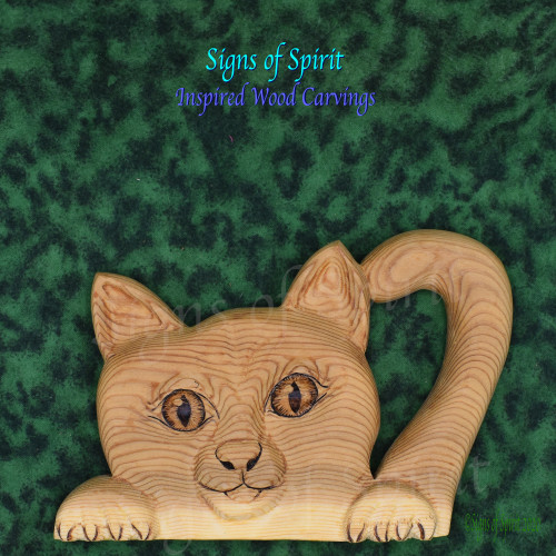 Curious Cat Carving by Signs of Spirit