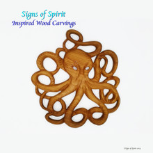 Octopus Wood Carved Animal Spirit Wall Hanging Totem by Signs of Spirit