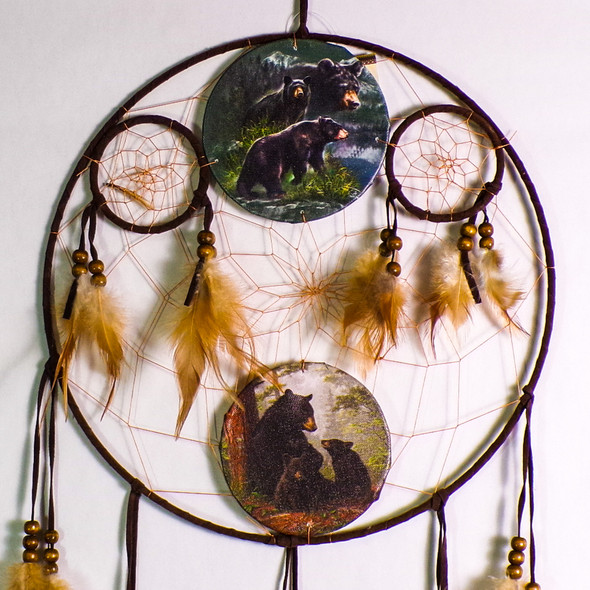 13" Dreamcatcher with Bear + Feathers