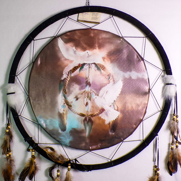 24" Dreamcatcher with Doves + Peace Sign