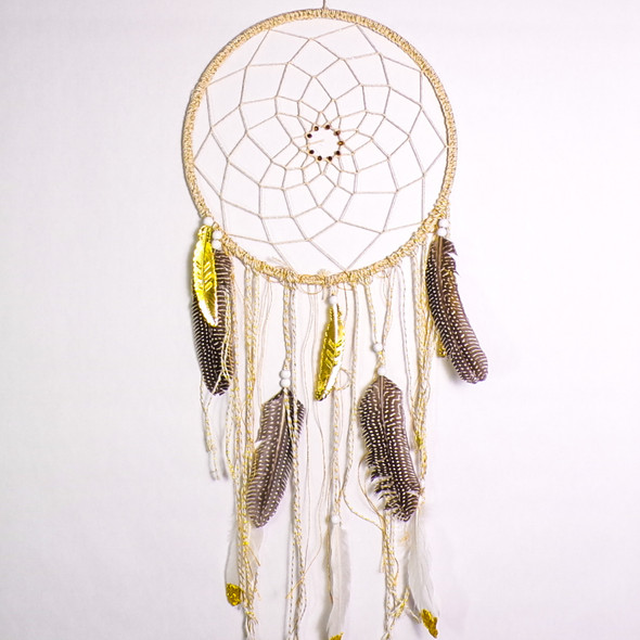 11" Dreamcatcher with Gold Feathers