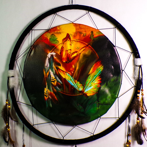 24" Dreamcatcher with Multi-Color Butterflies by Carol Cavalaris