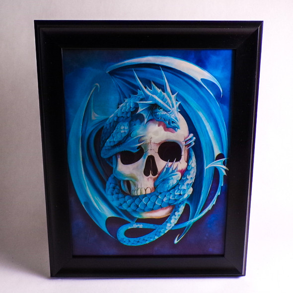 Framed 14" x 18" Cross, Dragon + Skull 3D Triple Image